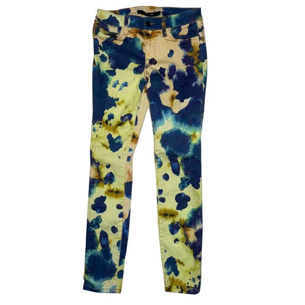 Joe’s Jeans Size 26 Watercolor Abstract Print Skinny Jeans Blue Green Y2K Indie